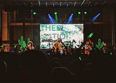 a band playing on stage